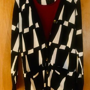Sanctuary brand NWT Cardigan vibrant black and white pattern-brand new!